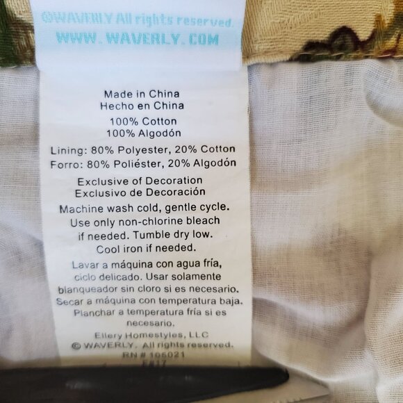 Vtg Waverly Valance Laurel Springs 100% Cotton. Brocade Fringed.Lined.Butterfly - Picture 5 of 10